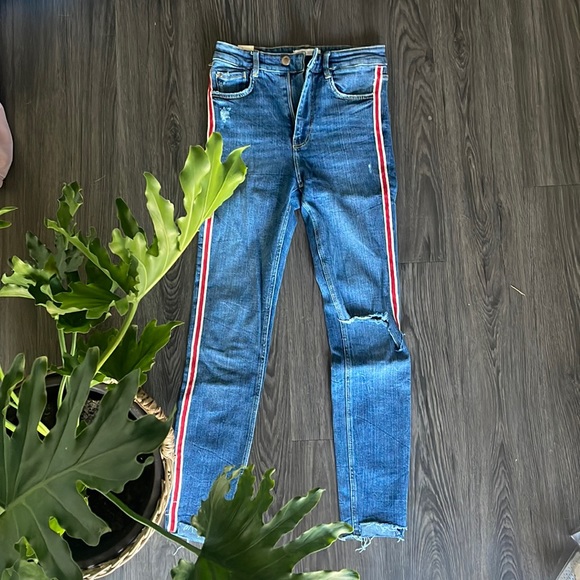 Zara womens jeans with stripes